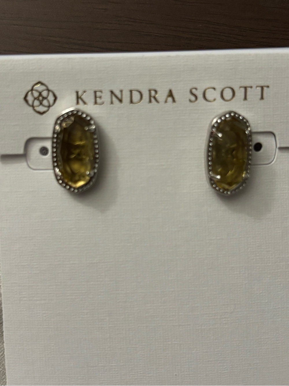Brand new Kendra Scott Olive Yellow Elle Stud Earrings